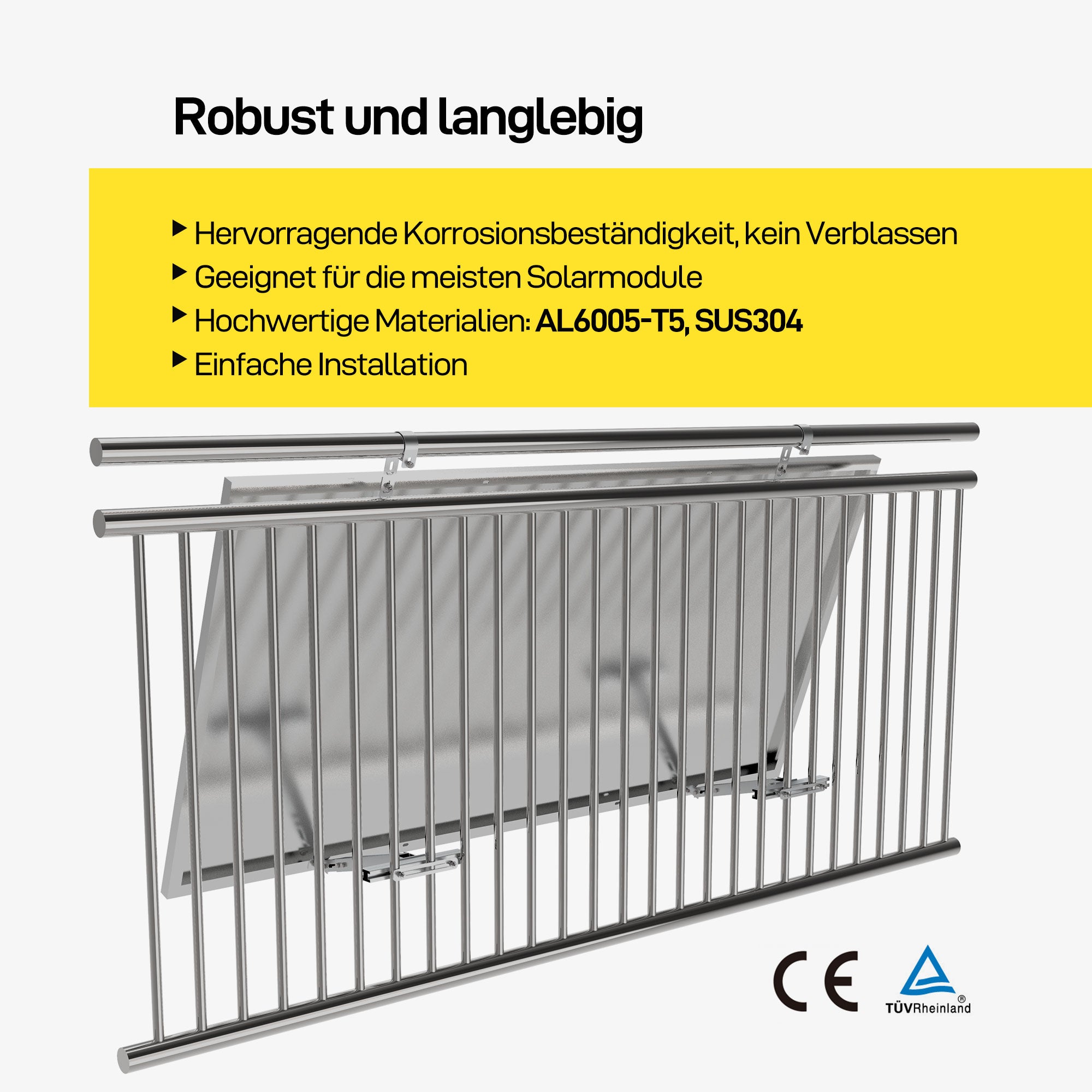 E.For.U Balkonkraftwerk Balkon-Einfachhalterung, Verstellbar Winkel 0 ° oder 10-30°, Einfacher Einfacher Solarpanel Balkon Montagesatz