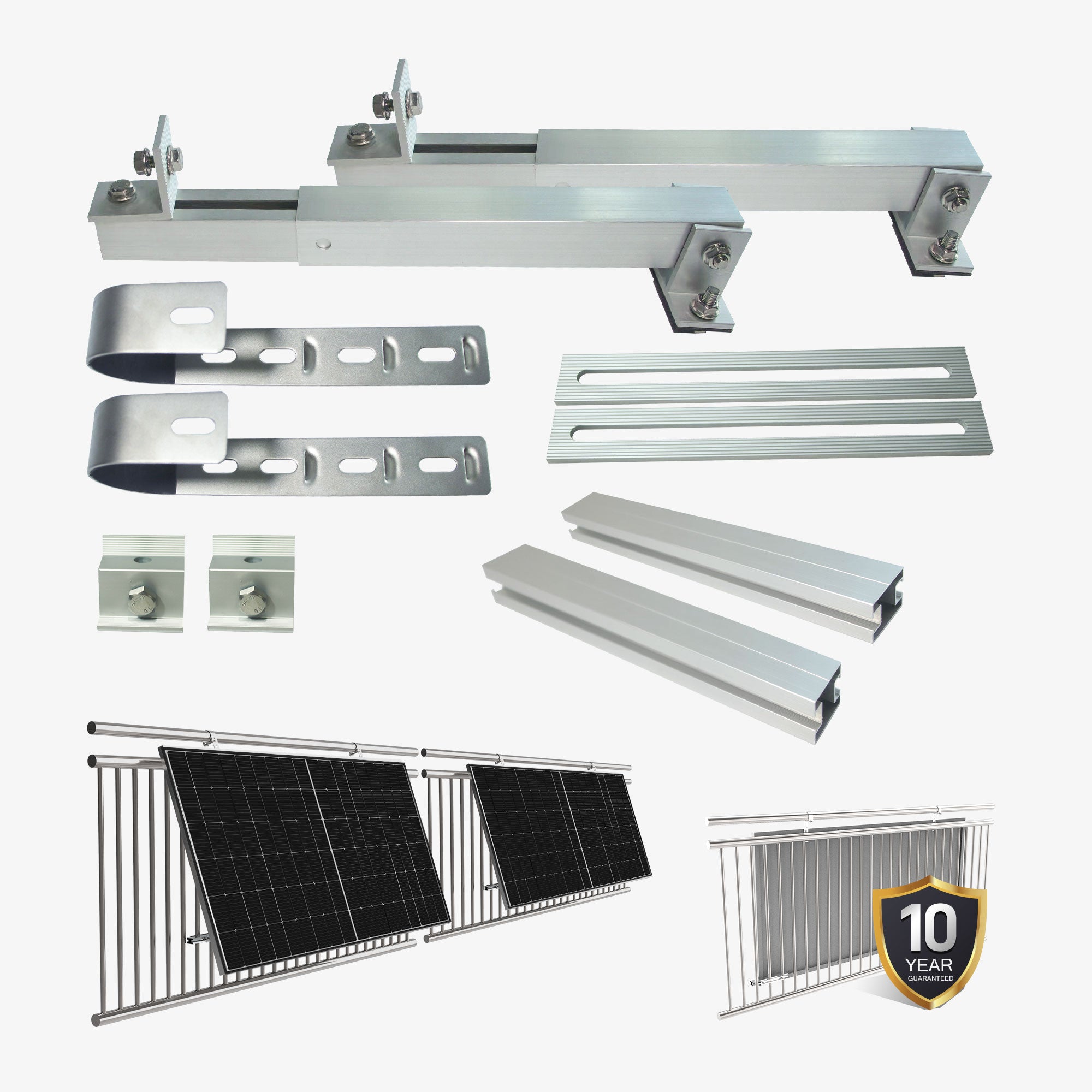 E.For.U Balkonkraftwerk Balkon-Einfachhalterung, Verstellbar Winkel 0 ° oder 10-30°, Einfacher Einfacher Solarpanel Balkon Montagesatz