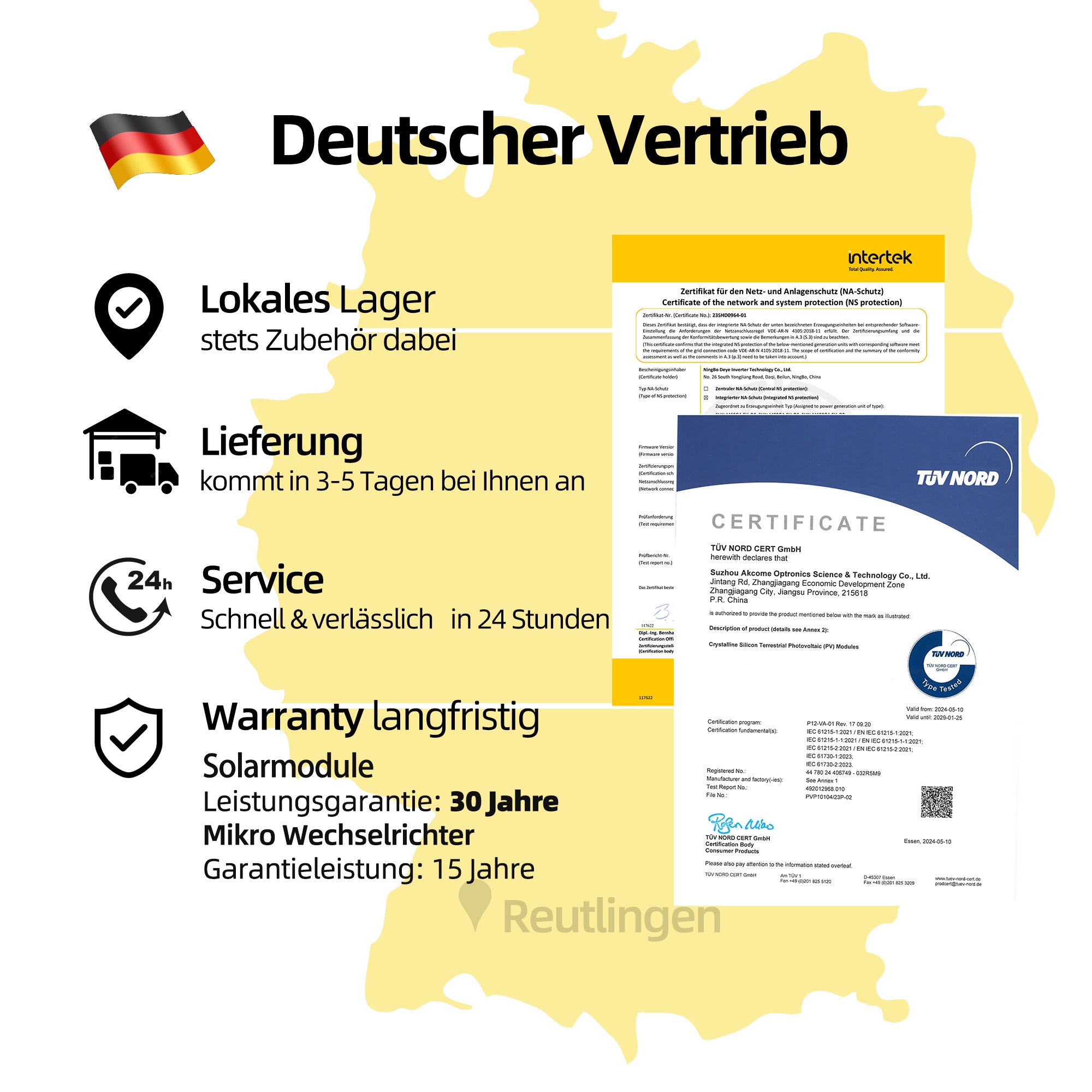 EFORU Komplettset Balkonkraftwerk 880W mit 2x440W Bifazialer Glas-Glas Solarmodule, APsystems Wechselrichter EZ1-M, AC Kabel