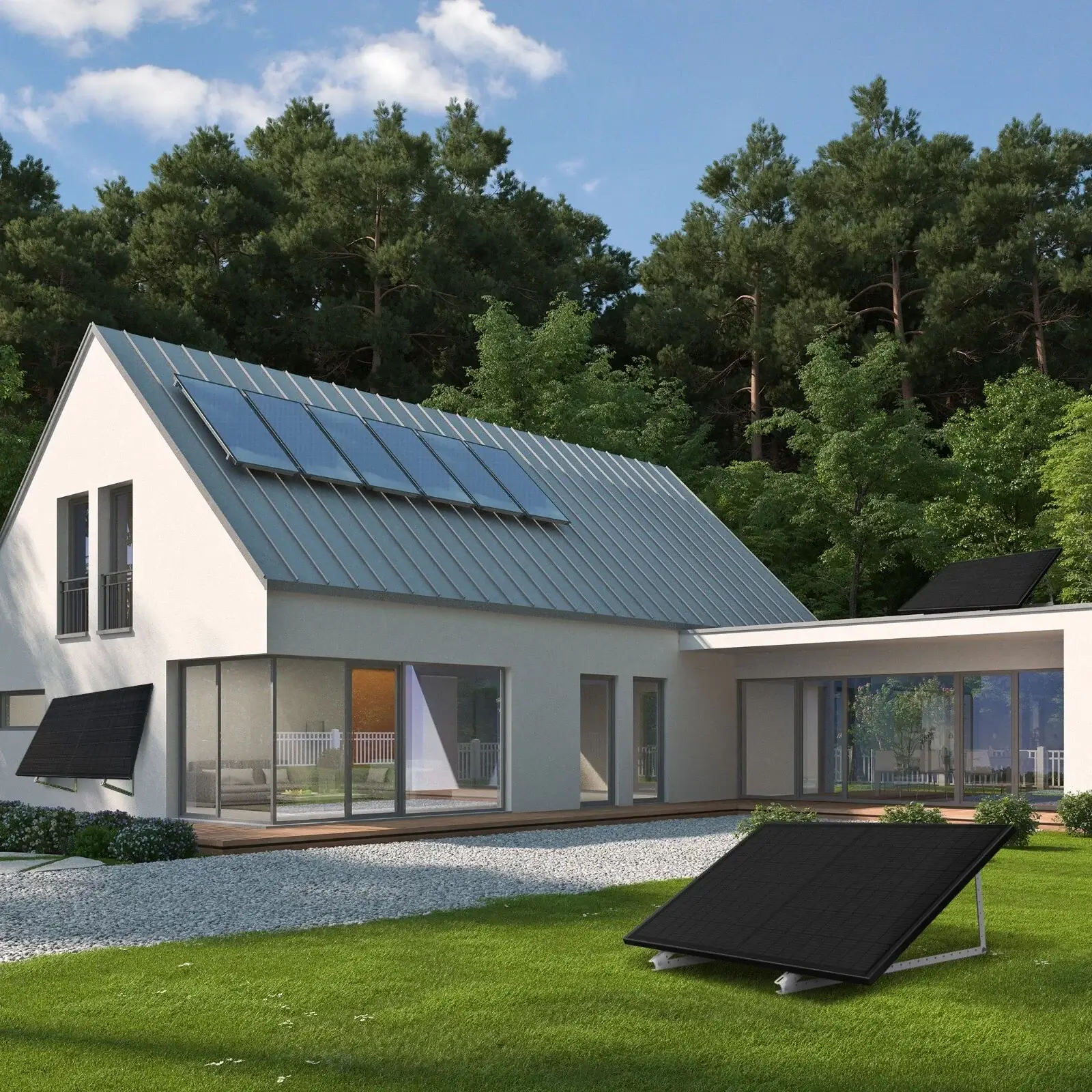 Sunpro 500W Glas-Glas Solarmodul Full Black für Balkonkraftwerk, TOPCon bifazial