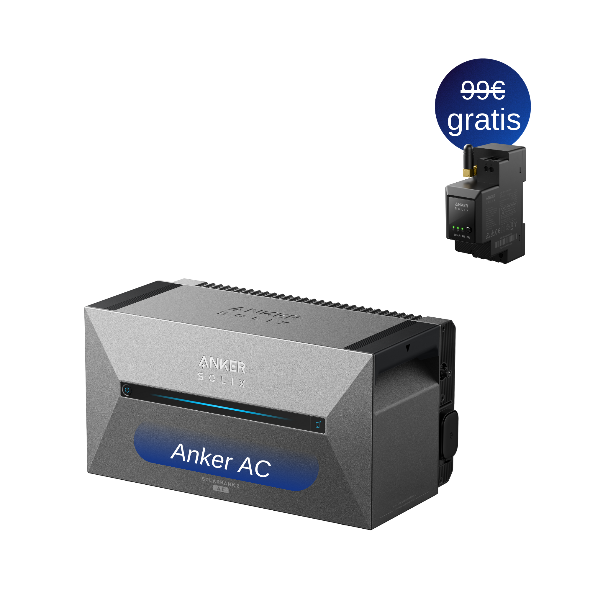 EFORU Speicher Anker Solix Solarbank 2 E1600 AC, inklusive kostenloser smarter Zähler