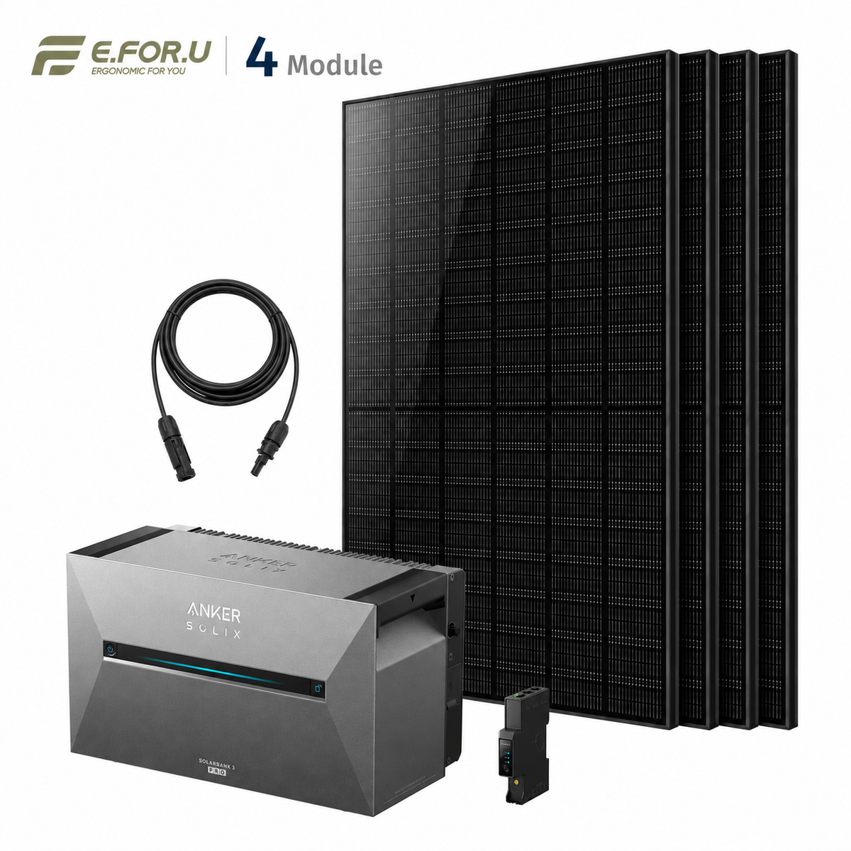 Anker SOLIX Solarbank 3 E2700 Pro Balkonkraftwerk Speicher mit 500Wp Solarmodul und MC4 Solarkabel Set