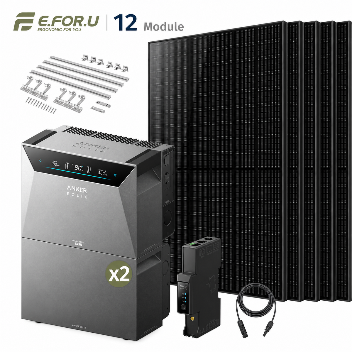 Anker SOLIX Solarbank 4 E5000 Pro Balkonkraftwerk Speicher mit 500W Solarmodul Set