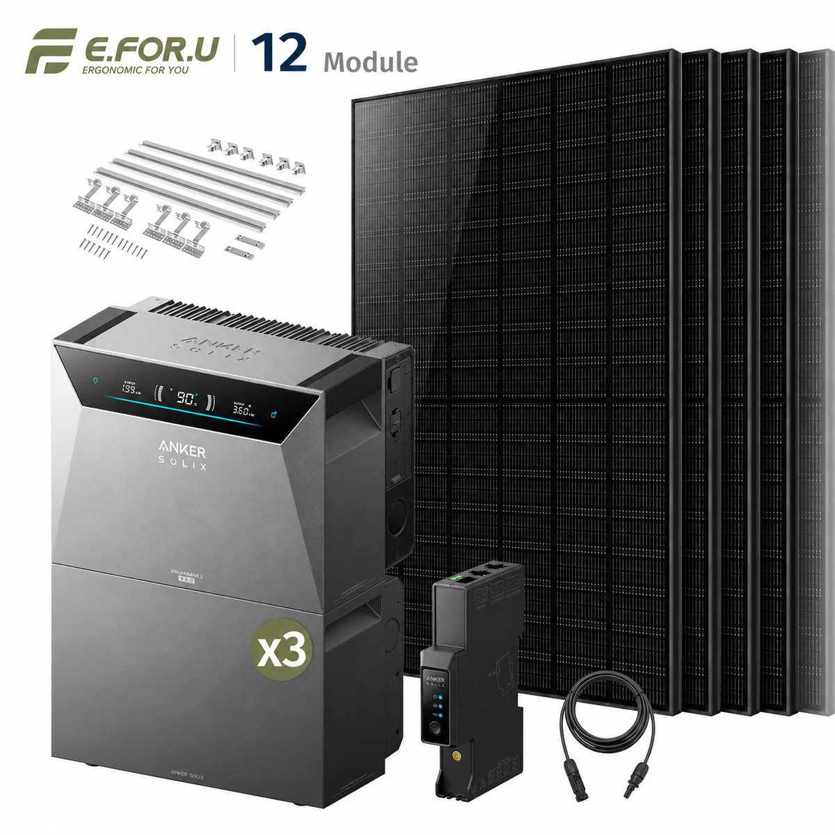 Anker SOLIX Solarbank 4 E5000 Pro Balkonkraftwerk Speicher mit 500W Solarmodul Set