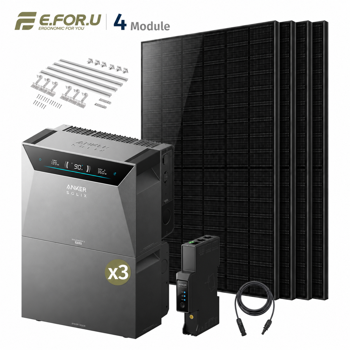 Anker SOLIX Solarbank 4 E5000 Pro Balkonkraftwerk Speicher mit 500W Solarmodul Set