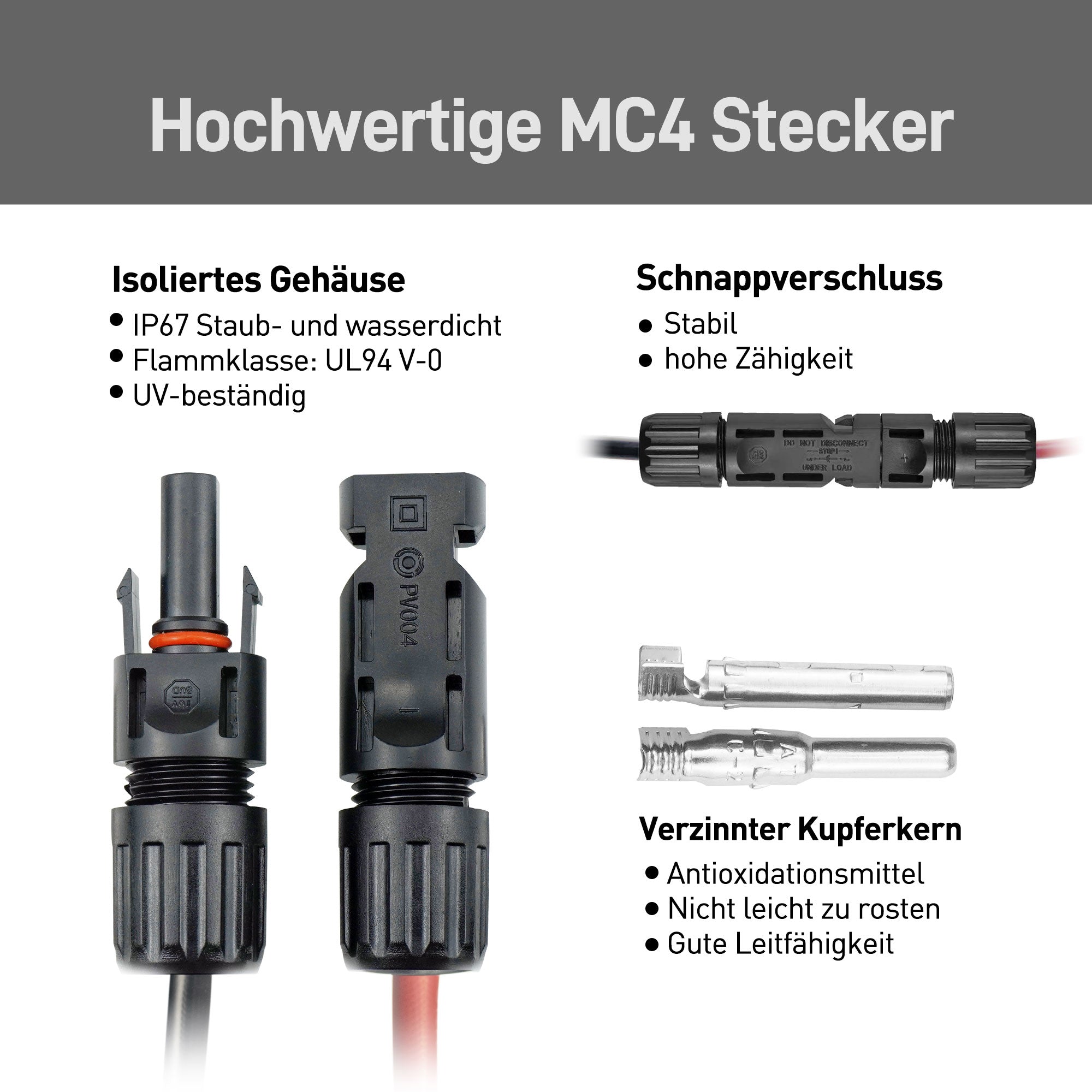 EForU Solarsteckers MC4 Stecker