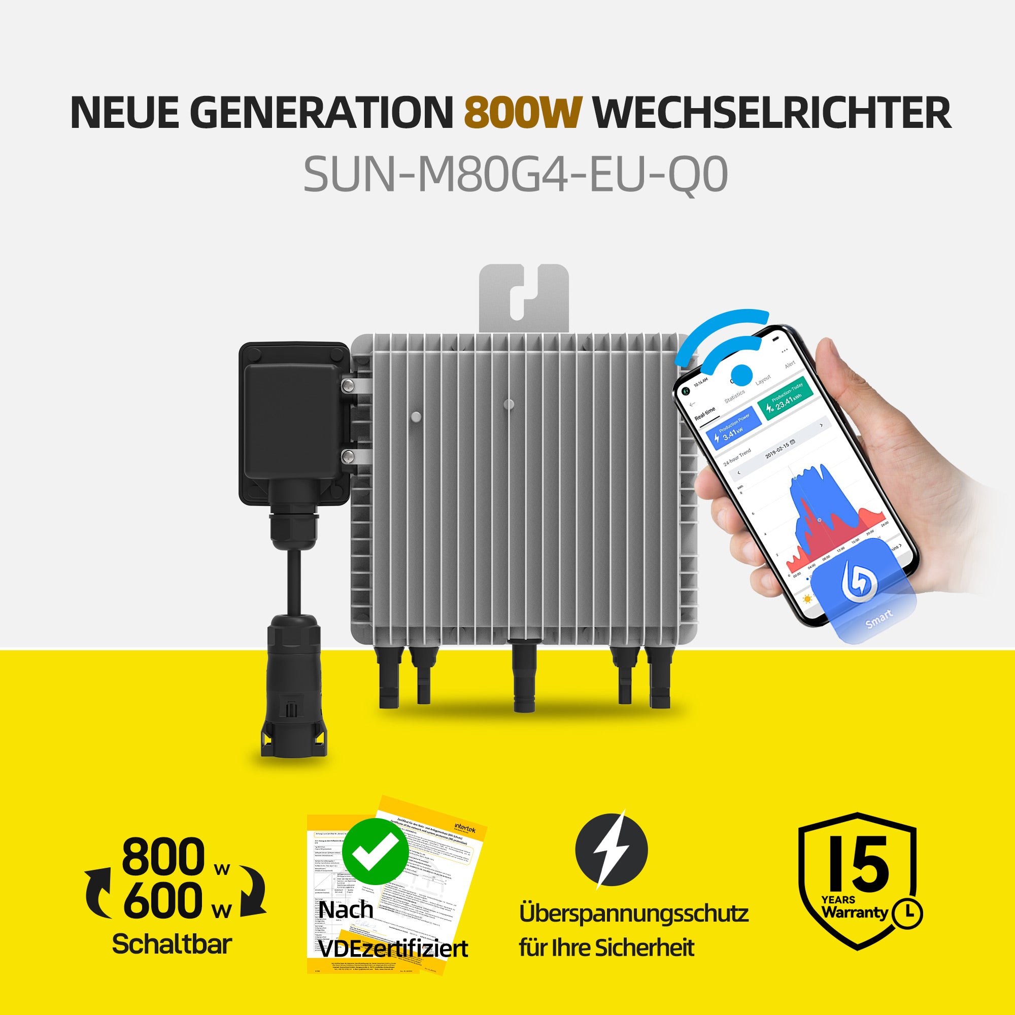EForU Wechselrichter 800W Deye SUN-M80G4-EU-Q0