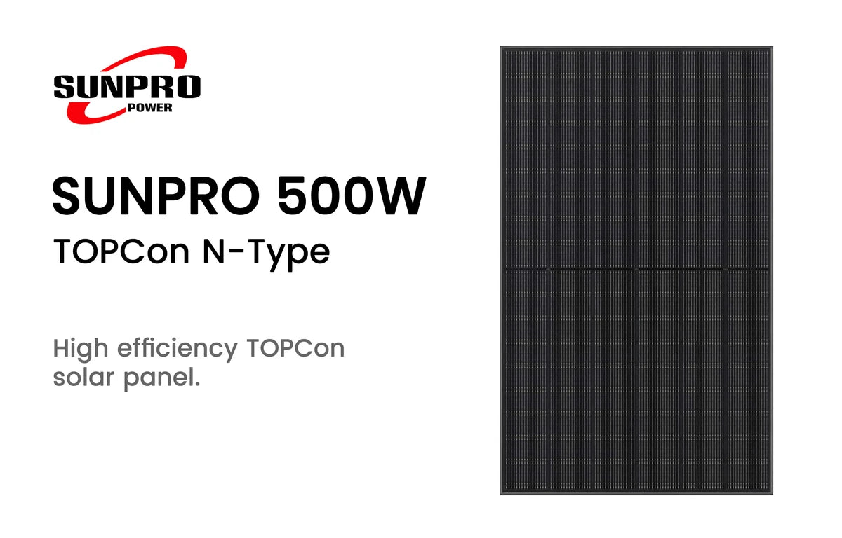 Sunpro 500W Glas-Glas Solarmodul Full Black für Balkonkraftwerk, TOPCon bifazial – Solarmodule im B2B-Großhandel bei E.FOR.U